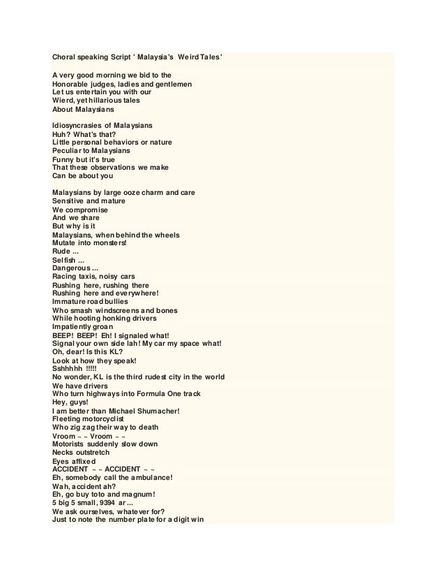 choral speaking script about family tajuk choral speaking